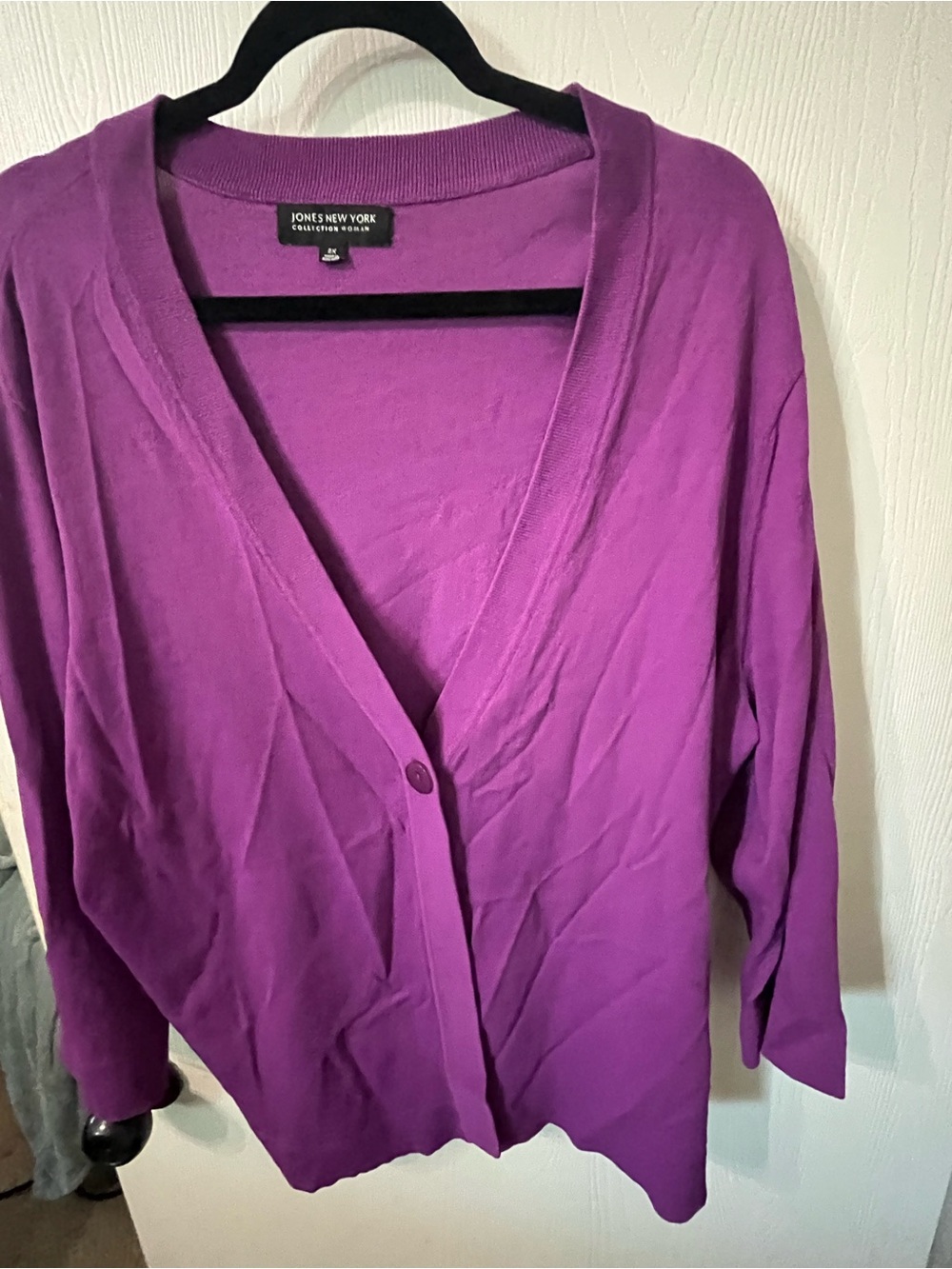 Jones New York Bright Purple V-Neck Cardigan